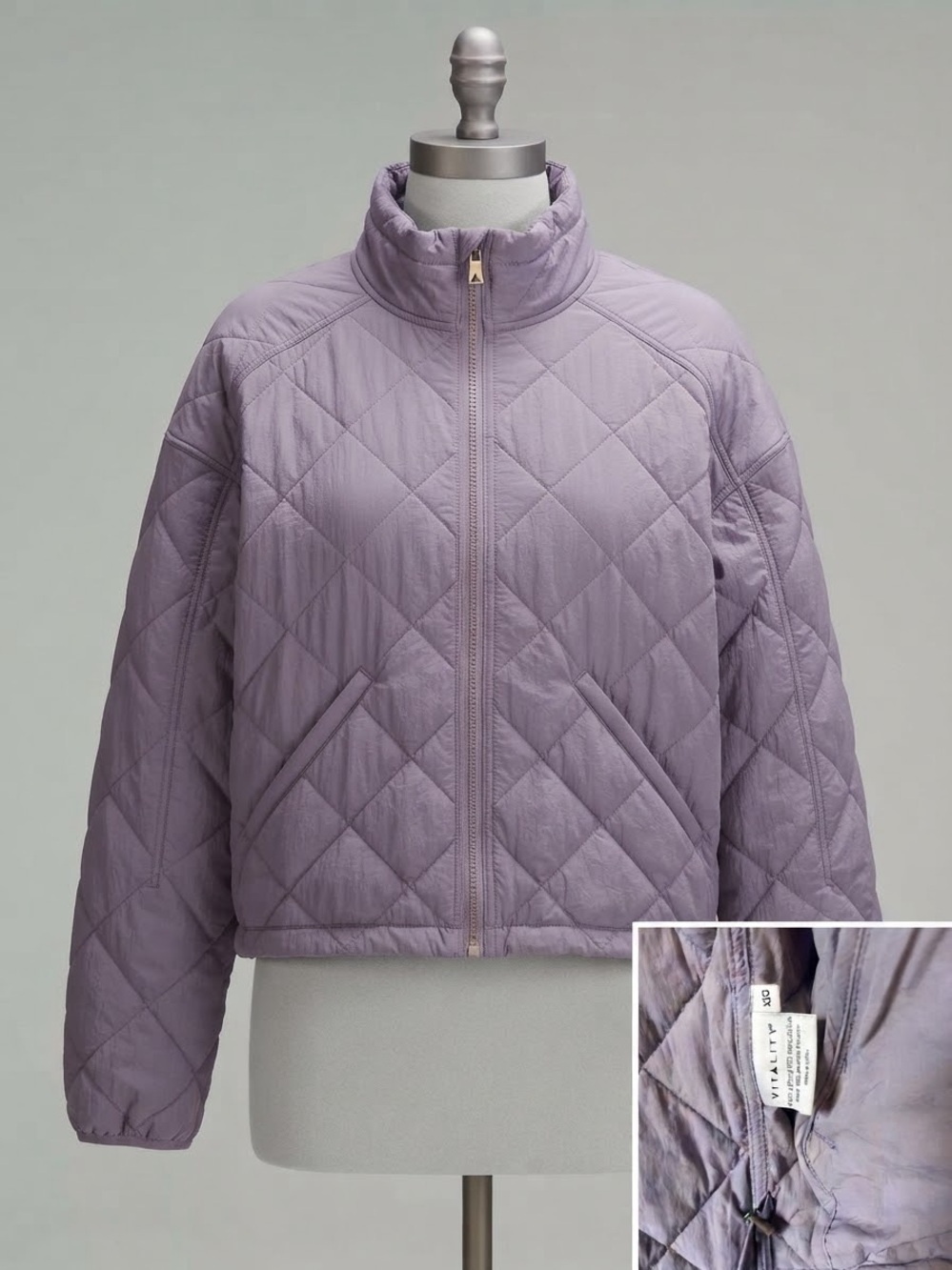 Vitality Lavender Lilac Quilted Zip-Up Puffer Jacket - Women's Size XXS